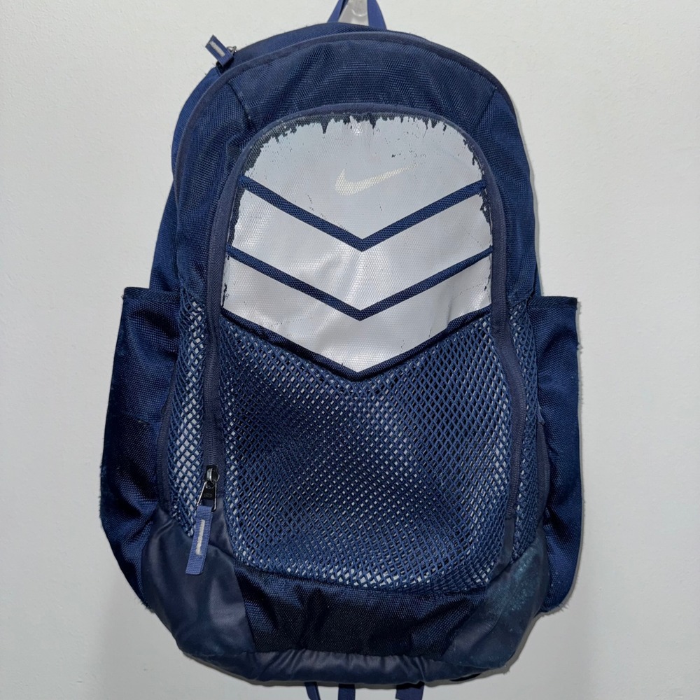 Nike Vapor Power Max Air Backpack Navy Blue Mesh Athletic Gym School Bag - Picture 1 of 11